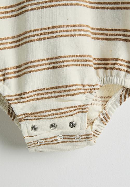 Pop Candy - Long sleeve bodysuit with beanie - brown stripes/brown