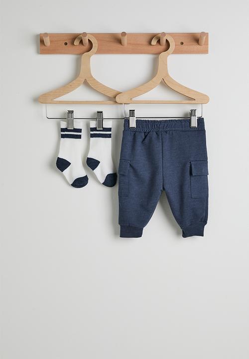 Pop Candy - Cargo pants with crew socks - navy & white