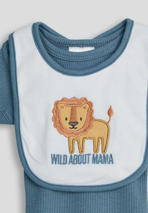Pop Candy - Short sleeve bodysuit with bib - blue & white