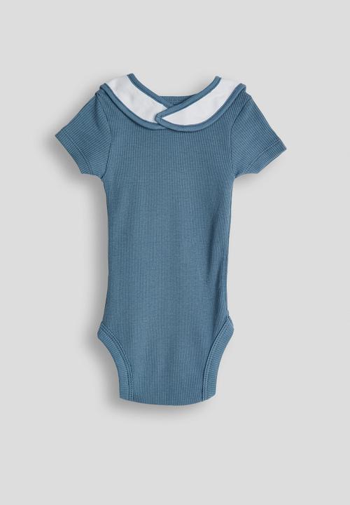 Pop Candy - Short sleeve bodysuit with bib - blue & white