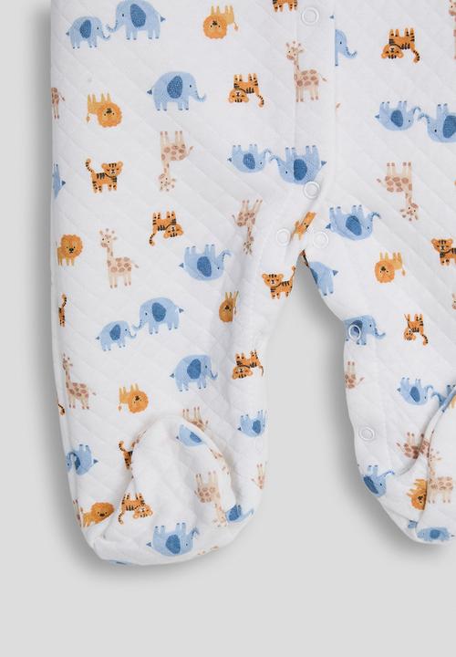 Pop Candy - Diamond quilted babygrow - white/safari aop