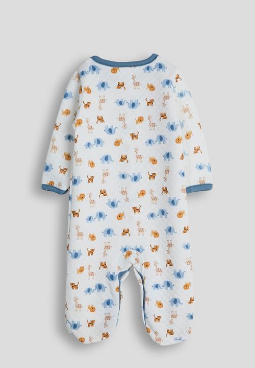 Pop Candy - Diamond quilted babygrow - white/safari aop