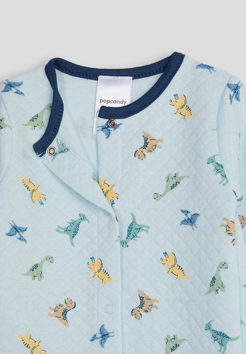 Pop Candy - Diamond quilted babygrow - blue/dino aop