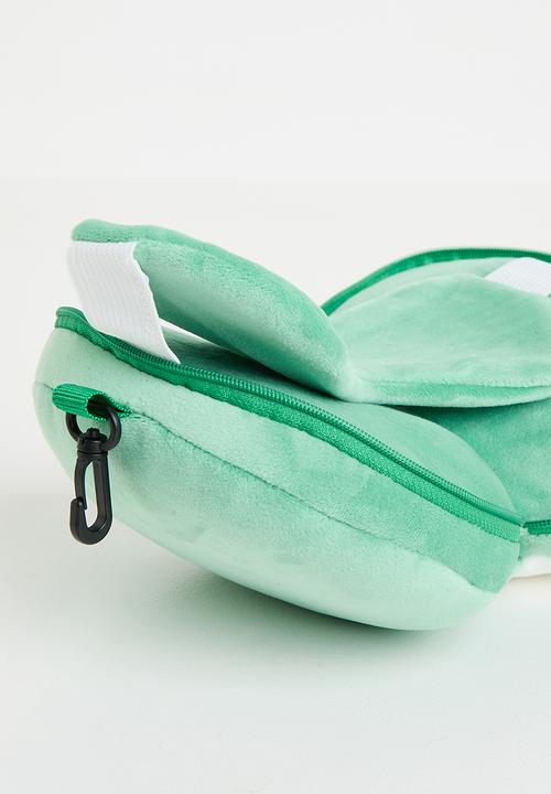 Pop Candy - Soft travel pillow with eye mask - green/white/penguin