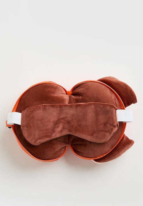 Pop Candy - Soft travel pillow with eye mask - sienna red/multi/red panda