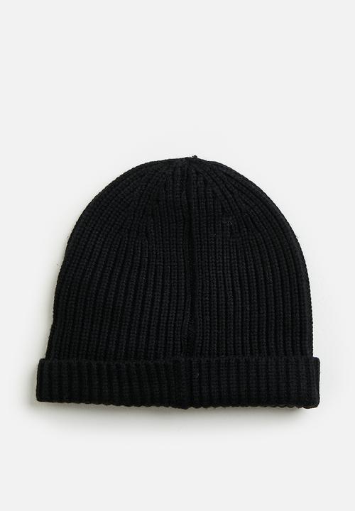 Pop Candy - Fitted beanie with crocheted flowers - black