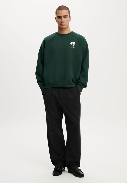 Cotton On - Cropped Fit Alfa Romeo Sweater - Lcn Alf Forest Green/Alfa Romeo-Logo