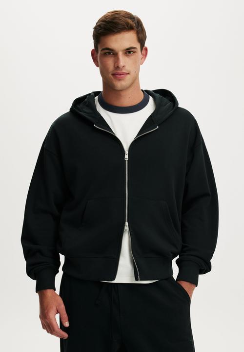 Zip Up Hoodie - Washed Black