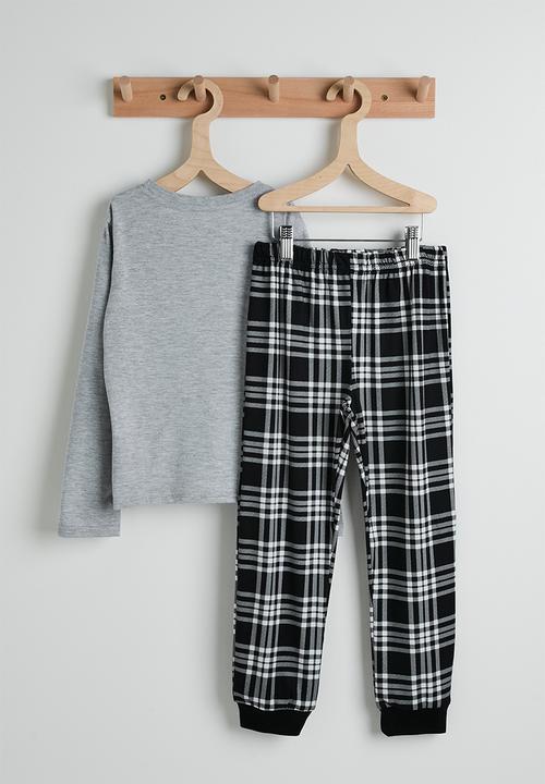 Pop Candy - Spacesaur pj set - grey/check