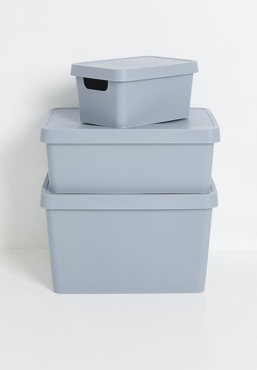 Storage Solutions - Stack storage box w lid 3.6 L - Cool Gray