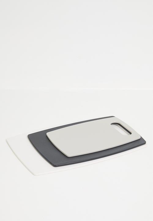 Excellent Houseware - PP cutting board set of 3 - White & grey