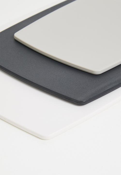 Excellent Houseware - PP cutting board set of 3 - White & grey