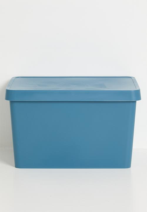 Stack storage box w lid 17 L - Blue