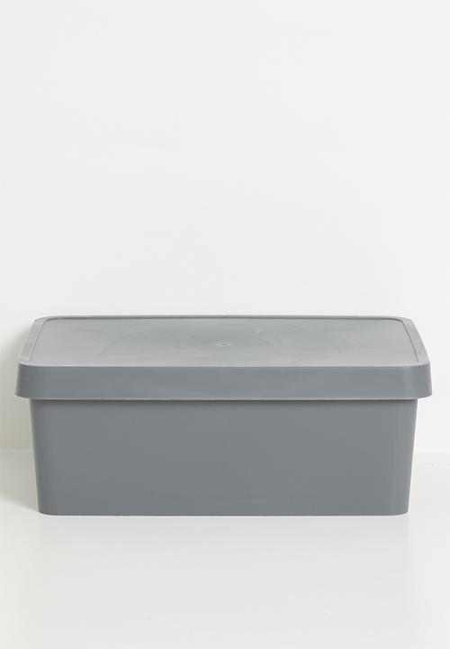 Stack storage box w lid 11 L - grey