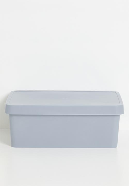 Stack storage box w lid 11 L - Cool Gray