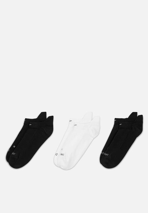 Nike - Nike dri-fit training no show socks 3pk - BLACK/white/black