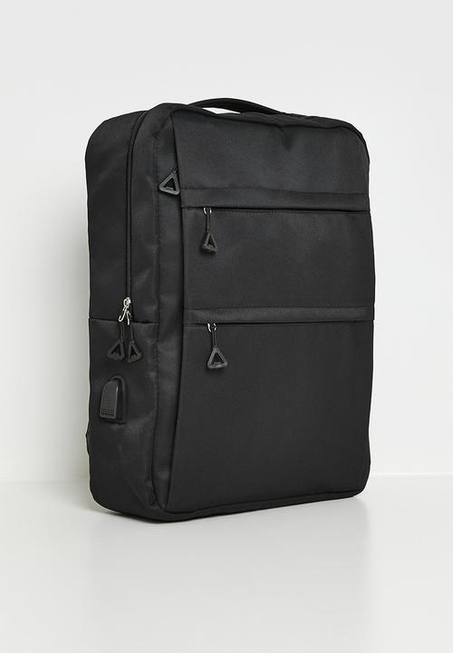 Pop Candy - Minimalist backpack with multi front zipper pockets - black