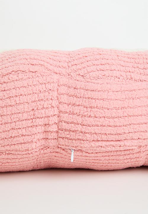 Pop Candy - Corduroy teddy fleece slogan pillow - pink/cream
