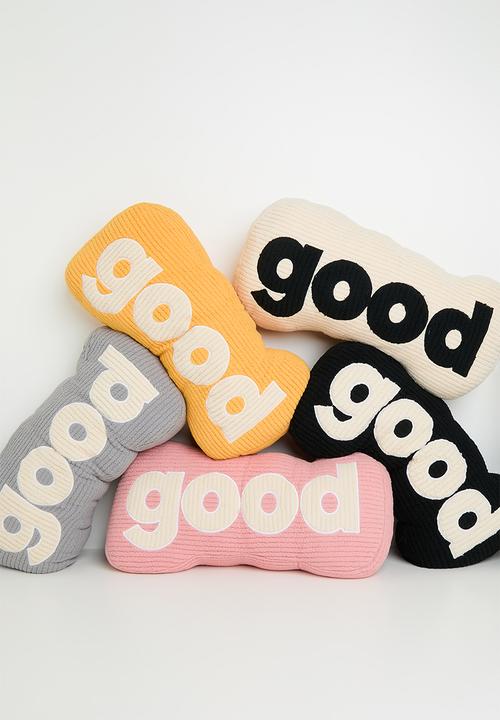 Pop Candy - Corduroy teddy fleece slogan pillow - pink/cream