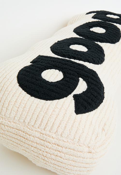 Pop Candy - Corduroy teddy fleece slogan pillow - cream/black