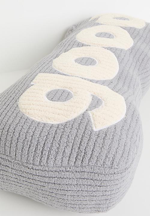 Pop Candy - Corduroy teddy fleece slogan pillow - light grey/cream