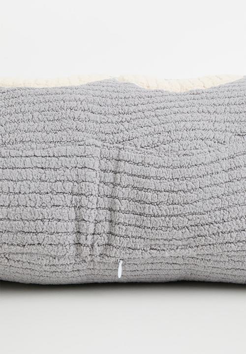 Pop Candy - Corduroy teddy fleece slogan pillow - light grey/cream