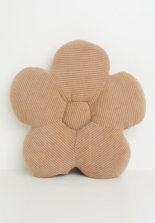 Pop Candy - Textured flower-shaped floor cushion - brown/white