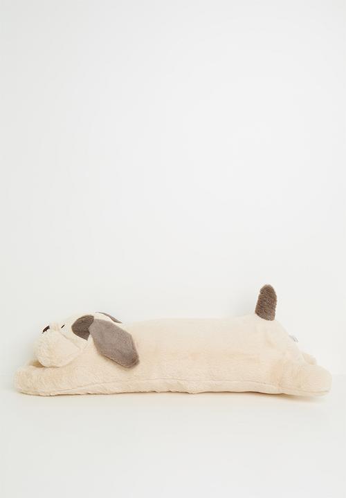 Pop Candy - Super soft plush puppy cushion - cream/mocha brown