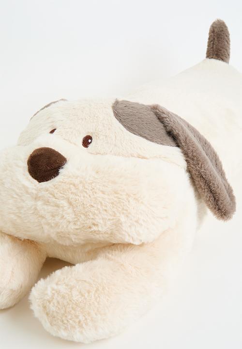 Pop Candy - Super soft plush puppy cushion - cream/mocha brown