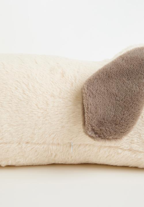 Pop Candy - Super soft plush puppy cushion - cream/mocha brown