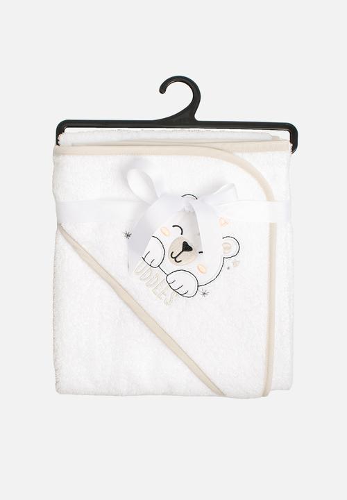Character Group - Bear Baby Hooded Towel - white