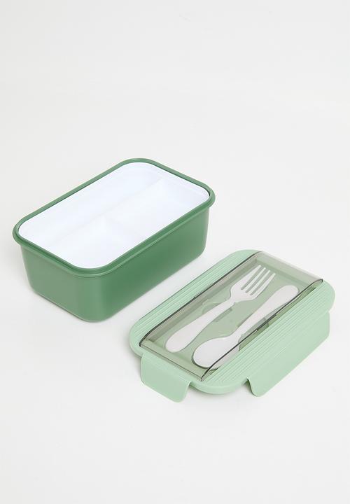 Excellent Houseware - Lunchbox with spoon & fork set - Green