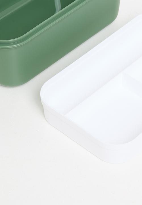 Excellent Houseware - Lunchbox with spoon & fork set - Green