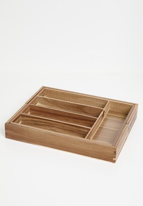 Excellent Houseware - Extendable Cutlery tray - Natural