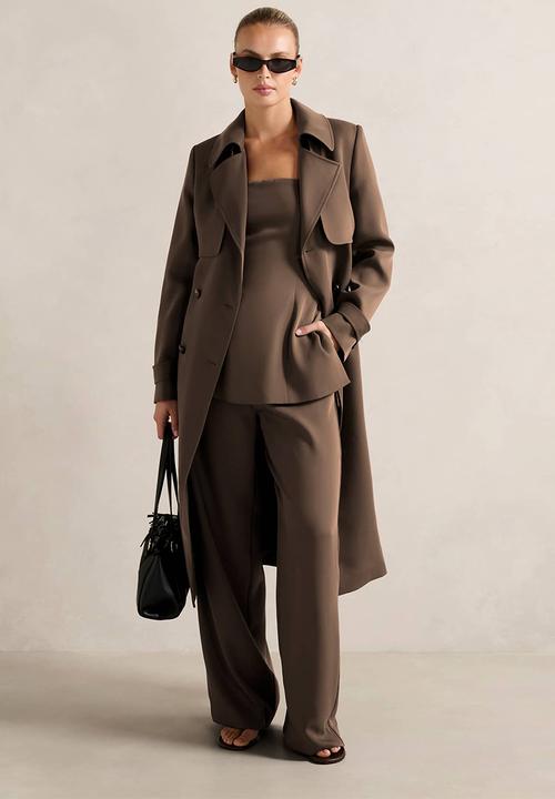 Forever New - Delilah soft trench coat in chocolate