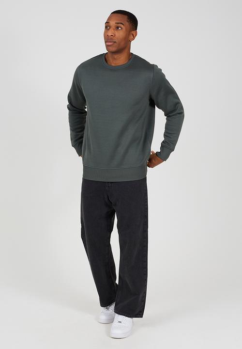 Brave Soul - Crew Neck Sweatshirt - Forest Green/Dk Charcoal Marl