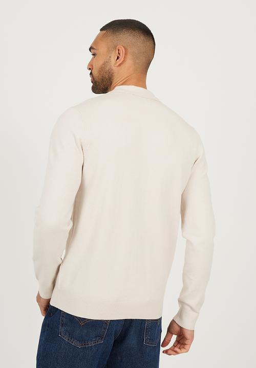 Brave Soul - Long Sleeve 1/4 Zip Placket - Cream