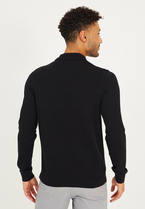Brave Soul - Long Sleeve 1/4 Zip Placket - Jet Black