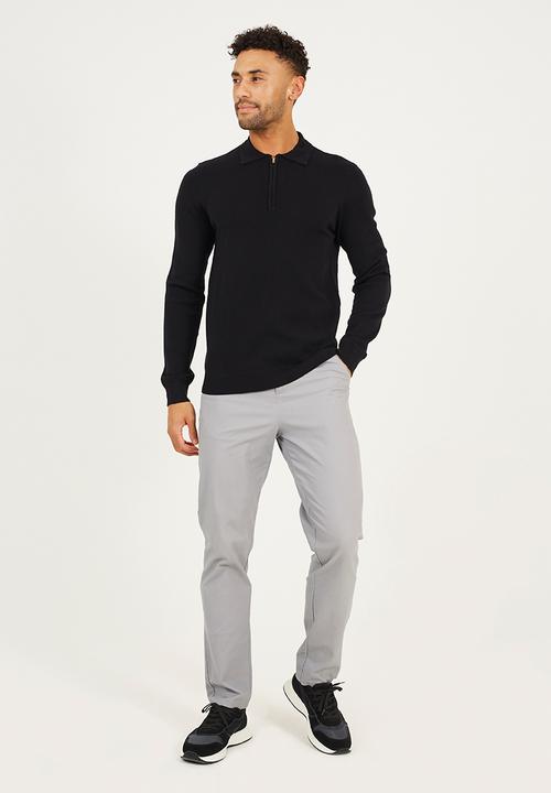 Brave Soul - Long Sleeve 1/4 Zip Placket - Jet Black