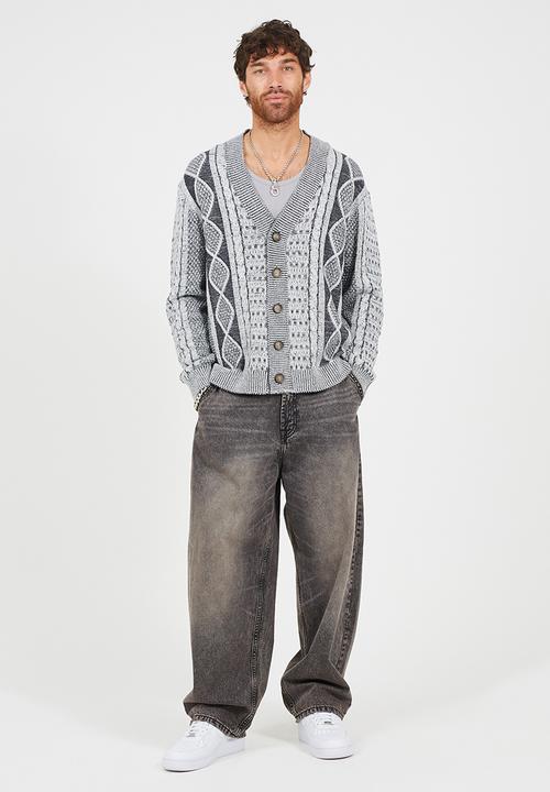 Brave Soul - Oversized Fit/Dropped Shoulder Cardigan - Dk Charcoal Marl