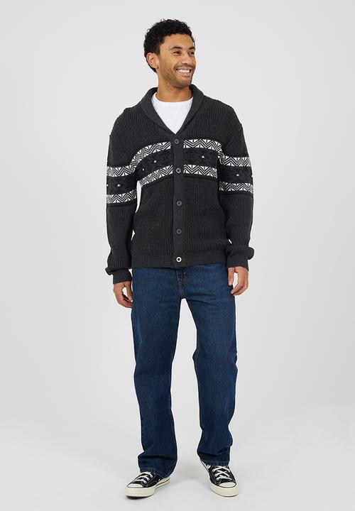 Brave Soul - Shawl Collar Sweater  - Charcoal Marl