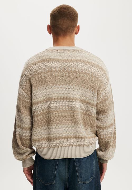 Cotton On - Box Fit Crew Knit - Natural Pattern