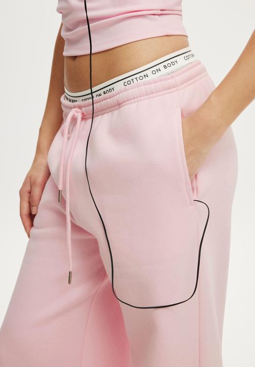 Cotton On - Plush Tie Waist Wide Leg Sweatpant - Cherry Dream