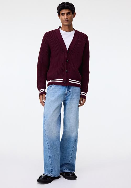 H&M - Loose fit boxy-style cardigan - burgundy 