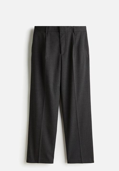 H&M - Relaxed fit suit trousers - dark grey checked 