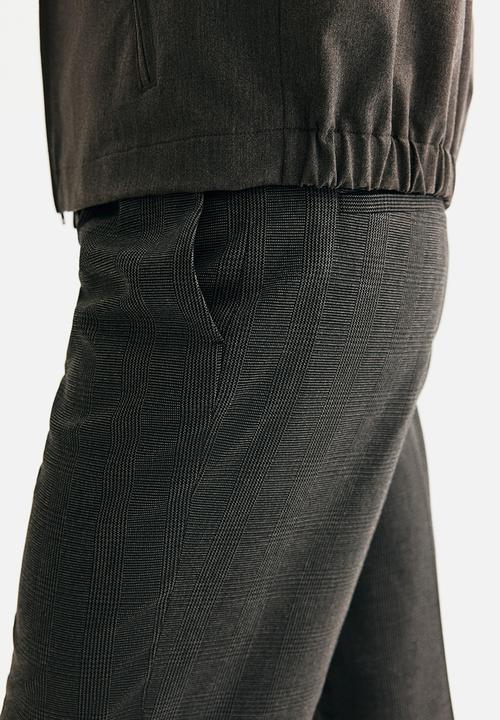 H&M - Relaxed fit suit trousers - dark grey checked 