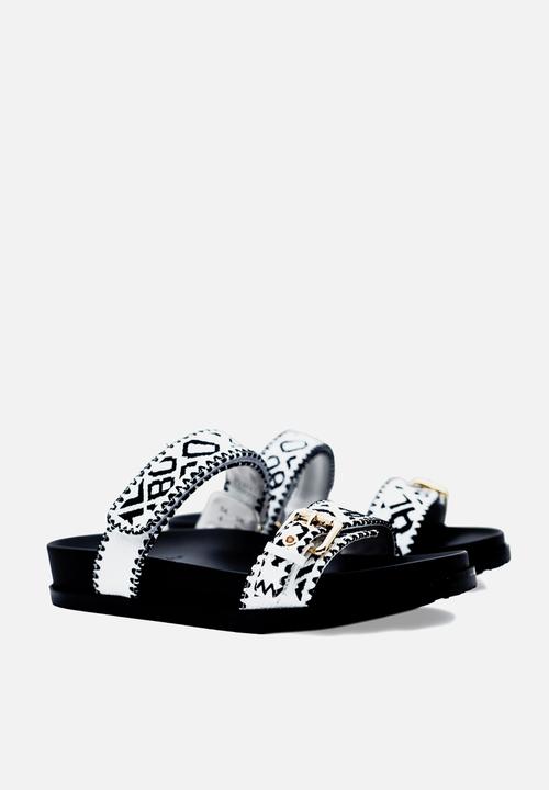 GALXBOY - CULTURE MULE SANDALS WHITE/BLACK
