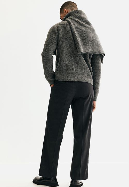 H&M - Relaxed fit suit trousers - black/pinstriped 