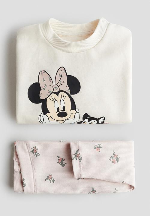 H&M - 2-piece printed set - cream minnie mouse