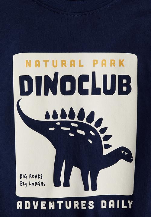 H&M - Printed cotton t-shirt - navy blue/dinoclub